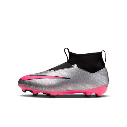 NIKE JR ZOOM SUPERFLY 9 ACAD FG/MG GREY/PINK